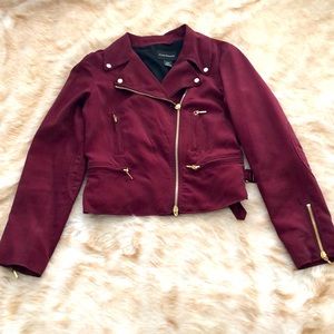 Silky maroon light weight Moto jacket